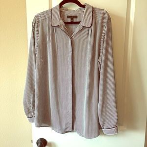 Navy and white stripe blouse